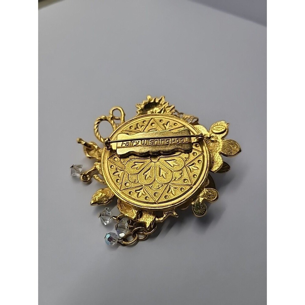 Vintage Kirks Folly Fairy Dragonfly Garden Brooch Iridescent Medallion Retired - Picture 10 of 16